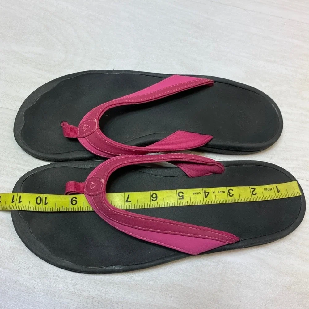 Olukai Womens 11 Ohana Sandals Flip Flops Pink Black Synthetic Water Resistant